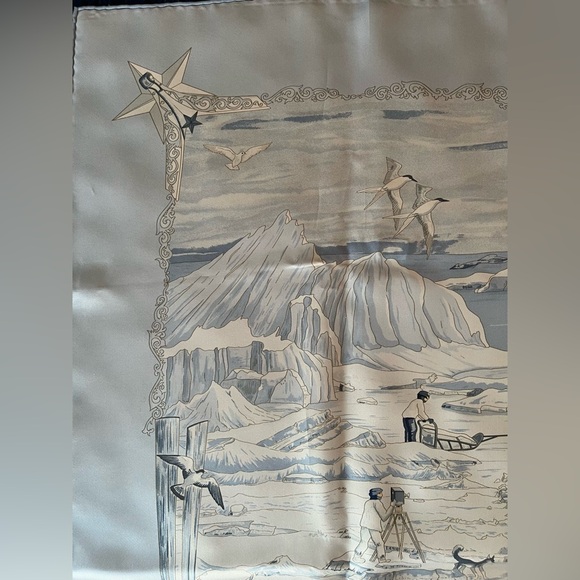 SOLD - HERMES 90CM SCARF Hommage A L'Explorateur Sir Ernest Shackleton 2005 Blue - Picture 6 of 12